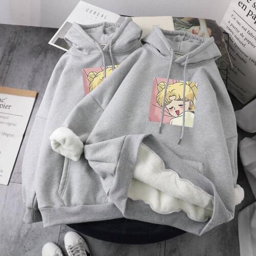 Fashion Spring Lamb Plush Sweater Loose Warm Pocket Hooded Sweater Oversized Long Sleeve Women Sweatshirt Casual