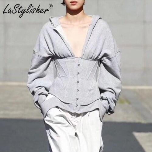 Sweatshirts for Womens Hoodies Long Sleeve Hooded Zip Up Jacket Vintage Sweatshirt Tops Female Cotton Hoodies Women Oversize