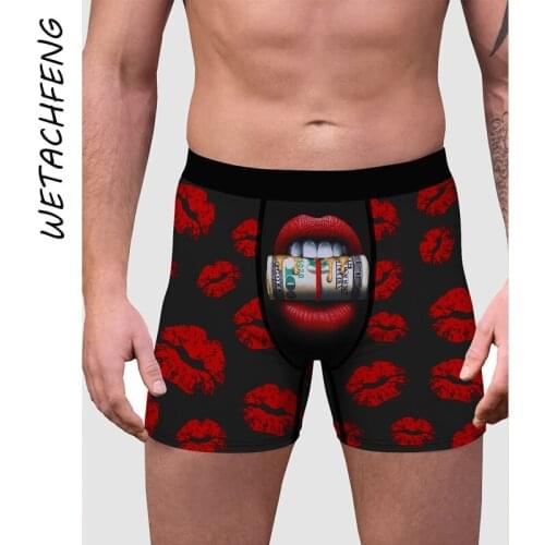 Sexy Red Lips Print Man Boxers Shorts Black Summer High Quality Mens Underpants Breathable 2021 New Large Size Underwear Briefs