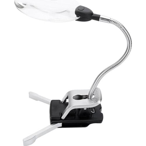 Magnifying Lamp 5X-10X Desktop Magnifier Light Clip-On Magnifying Glass Lamp With Flexible Neck For Reading Engraving Crafts