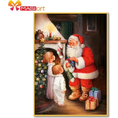 Cross stitch kits Embroidery needlework sets 11CT water soluble canvas patterns 14CT Full Christmas Santa Send gifts -NCMC078