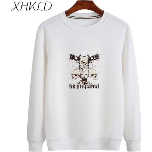 XHKLD Winter fashion Long Sleeve Pullover Tops Casual Loose White Coat Sweatshirt Harajuku print Tracksuit tops Sudaderas Mujer