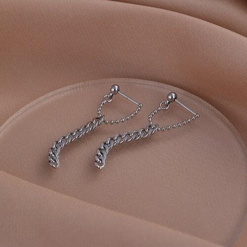 Women Jewelry Tassel Chain Earrings Simply Design Hot Selling Silvery Plating Dangle Drop Earrings For Girl Fine Accessories