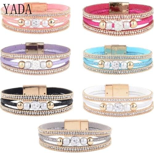 YADA Gifts Luxury Magnetic Buckle Bracelet&Bangles For Women Cubic Zirconia Bracelets Charm Friendship Crystal Bracelet BT200020