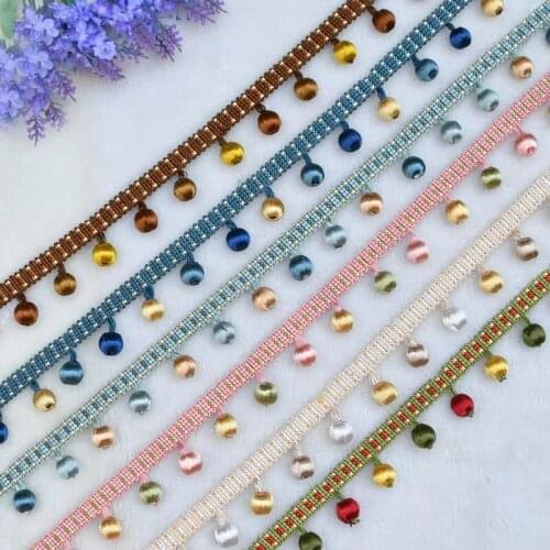 13Yards/Lot European Style Rayon Beads Lace Tassel Fringe Ball Curtain Sofa Tablecloth Accessories Pom Lace Trim Diy Decoration