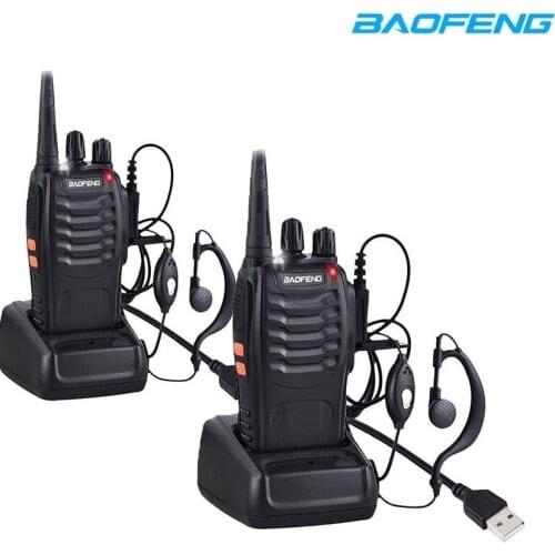2pcs BaoFeng BF-888S Walkie talkie with Earpiece Two Way Radio BF-888s UHF 400-470MHz 16CH Portable Transceiver