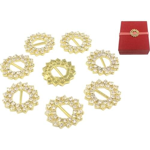 Nidalee Rhinestone Buckle Ribbon Slider Metal Diamante Brass Decor Diy Hair Accessory For Wedding Invitation Embellishments 10pc