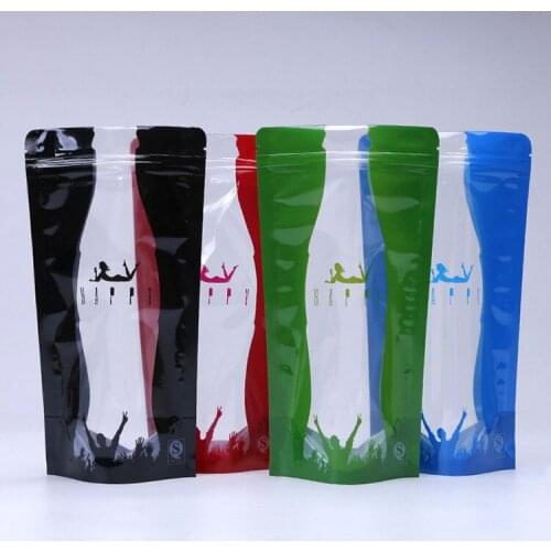 50pcs 12x20cm 350ml-400ml Clear Stand up Plastic Ziplock Bag Hot and Cold Beverage Bag Plastic Food Drinking Pouches