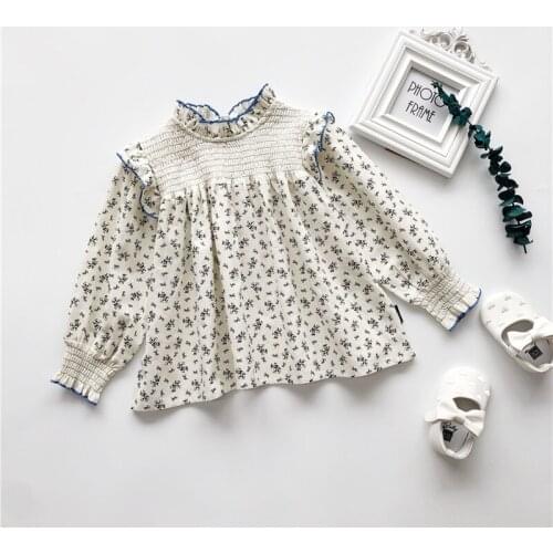 7024 Baby Girls' Shirt 2021 Korean Spring Floral Blouses Long Sleeve Little Girl Tops 2-9T Kids Clothes Print Clothes Outwear