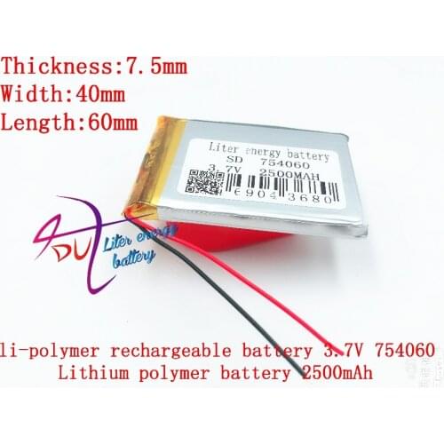 754060 MP3 MP4 2500MAH 3.7V Bluetooth stereo mobile power polymer lithium battery