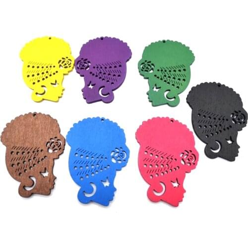 African women Wooden Earrings can mixed 7 colors