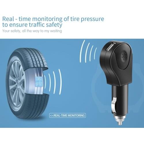 Plug & Play Wireless Tire Pressure Monitoring System With Plug-In Car Charger 4 External Sensor No Lcd Screen