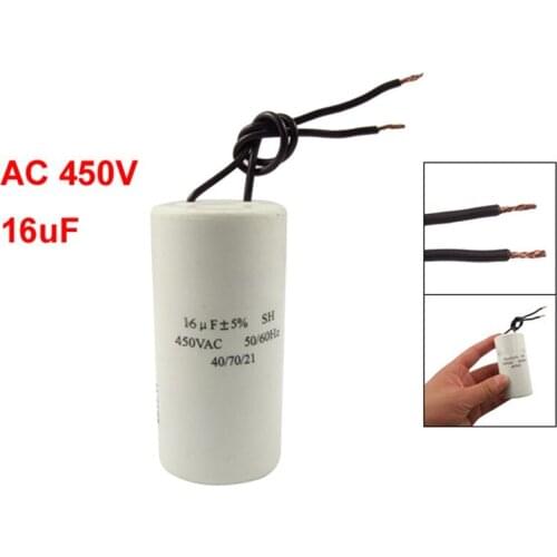 CBB60 AC 450V 16uF Wired Motor Run Start SH Capacitor 50/60Hz