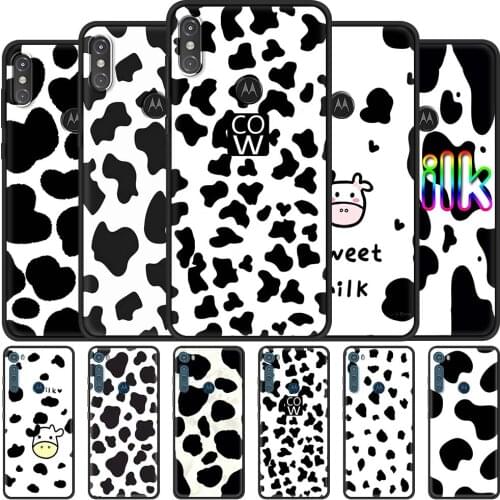 Case for Motorola Moto G9 Play One Fusion Plus G8 Power Lite Soft Shell Hype G Stylus E7 E6s Phone Cover Cow Milk Black White