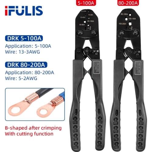 DRK 5-200A Electrician wiring and Open Barrel Connectors Crimping Tools works with Wire AWG 5-3 crimping pliers DRK 80-200A