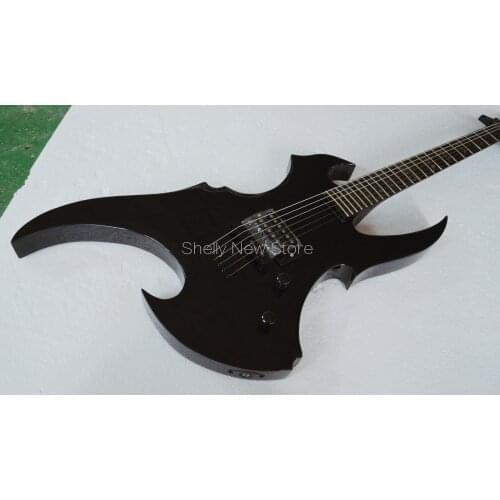 Shelly new store factory custom black alder body ebony fingerboard bat abalone inlay neck through AGGRESSOR electric guitar
