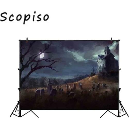 Scopiso backdrop photographic studio old castle cemetery Halloween forest moon night professional background photo shoot Props