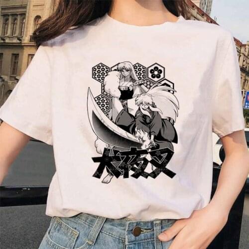 Inuyasha T-Shirts Feudal Demon Tshirts Unisex Anime Cartoon Hip Pop Top Tees Men/women Sesshoumaru Higurashi Kagome T Shirt Male