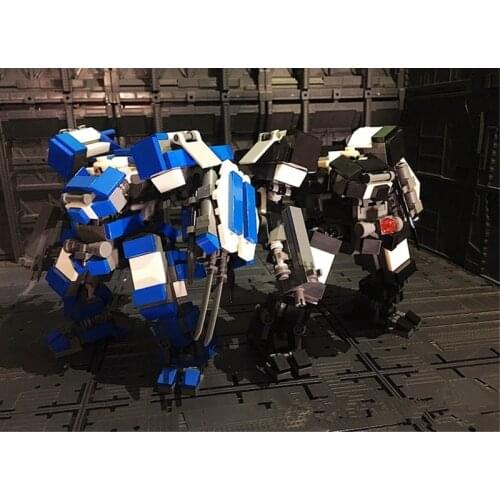 MOC Small Mecha Guards Model Small Particle Building Blocks Educational Toy Set for DIY Toy
