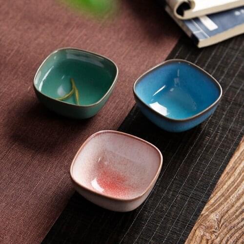 Square purple sand master cup tea cup small cup single cup kungfu tea set Yixing tea ceremony Ceramics Jingdezhen