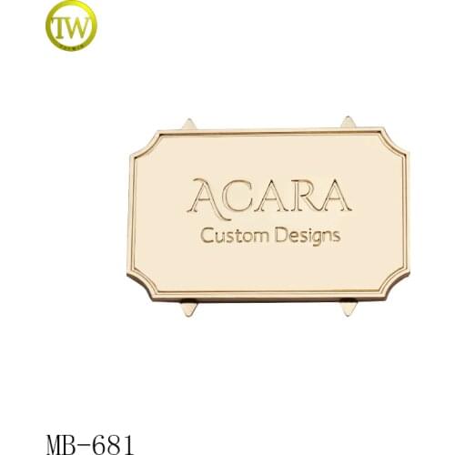 MB681 Custom fashion gold color metal logo label for lady handbag