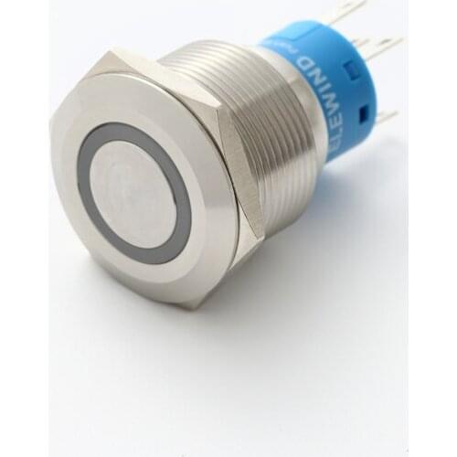 ELEWIND 22mm Ring illuminated DPDT momentary push button(PM222F-22E/G/12V/S)