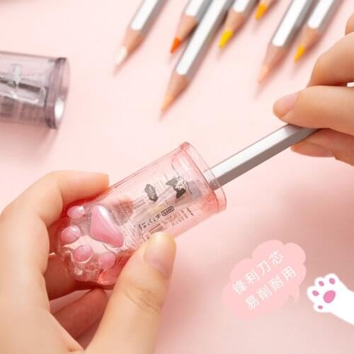 Cute Pink Cat Paw Pencil Sharpener Kawaii School Supplies Student Prize Kids Gift