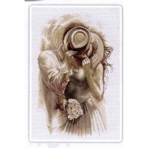Luca-s B2295 Couple with hat 41-58 Cross Stitch Kit Packages Counted Cross-Stitching Kits New Pattern Cross stich Painting Set