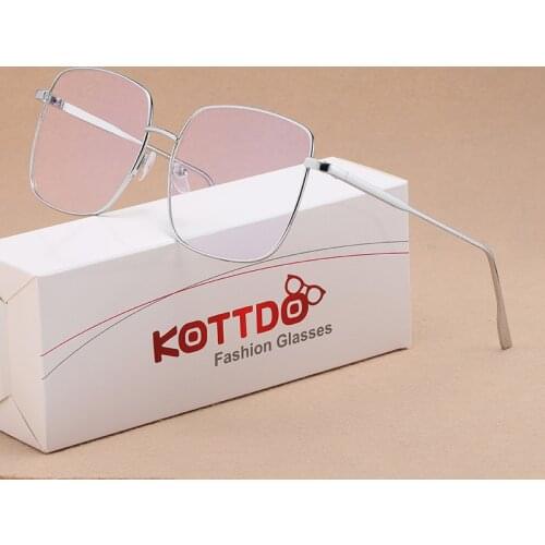 Vintage Women Oversized Anti-Blue Light Optical Eyeglasses Fashion Square Metal Glasses Classic Men Prescription Eyeglasses