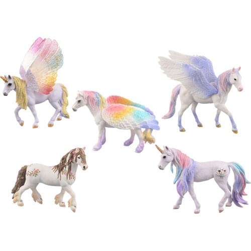 New Unicorn Doll Toy Simulation Mini Animal Model Unicorn Horse Figure Model Wild Figures Kids Toys Figurine Princess Knight