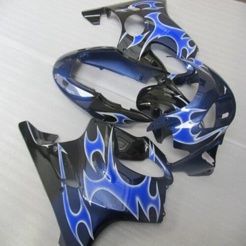 Dor-Customized fairing For honda CBR600 F4 1999 2000 CBR600F4 99 00 CBR 600 Blue flames black ABS Fairings Injection molding