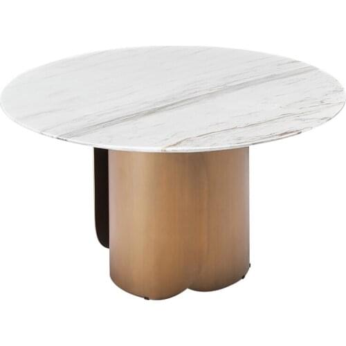 Light luxury marble dining table restaurant household design rock plate dining table top leather dining chair