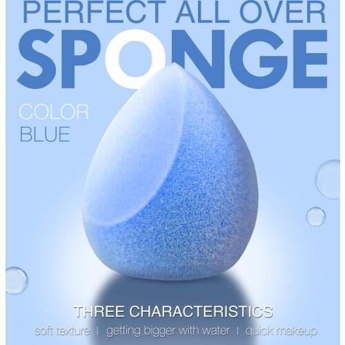 Blue Microfiber Fluff Surface Cosmetic Wet and Dry Dual Purpose Puff Velvet Sponge Powder Foundation Concealer