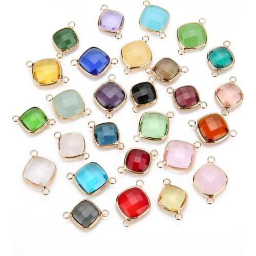 Square Edging Double Holes Glass Pendants Accessories DIY Jewelry For Necklace Earrings DIY Bracelets Bijoux Jewelry Findings