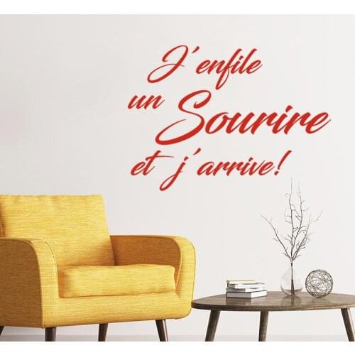 Sticker Citation J'enfile Un Sourire Et J'arrive Vinyl Wall Art Decal Bedroom Home Decor Poster French Quote House Decoration