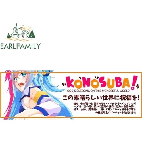 EARLFAMILY 13cm x 12.9cm for Konosuba Vinyl Car Stickers Anime Motorcycle Helmet Conditioner Decoration Snowboard Vehicle Decal