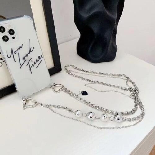 Crossbody metal chain iPhone12proMax 11pro XR mobile phone case x/xs hanging chain trend European and American protective case