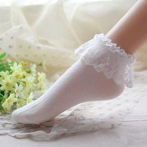 Princess Girl Candy Color Women Ladies Vintage Lace Ruffle Frilly Ankle Socks New White Newest wholesale cheap