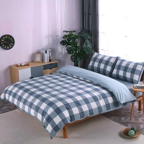 100% Cotton Classic Solid Plaid Duvet Cover Bed Sheet Pillowcase Quilt Covers Comforter Case Bedding Set Bed Linen Home Textile