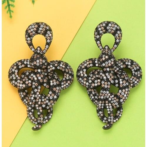 2019 Charms Big Snakes Statement Twist Earrings For Women Luxury Full Cubic Zircon Wedding Bridal DUBAI Dangle Earrings Jewelry