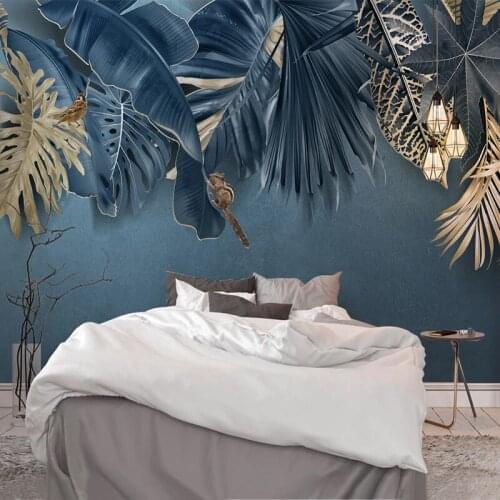 Custom 3D Wall Murals Wallpaper Tropical Plant Leaves Photo Background Wall Papers Home Decor Living Room Mural Papel De Parede