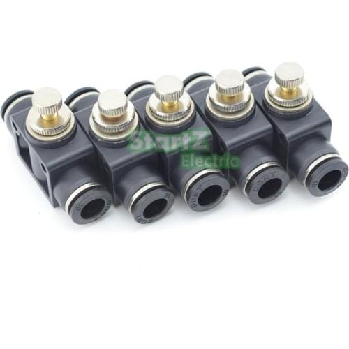 5PCS Black High 10mm Quality Flow control valve Pneumatic Fittings Pneumatic type speed control connector DSA-10