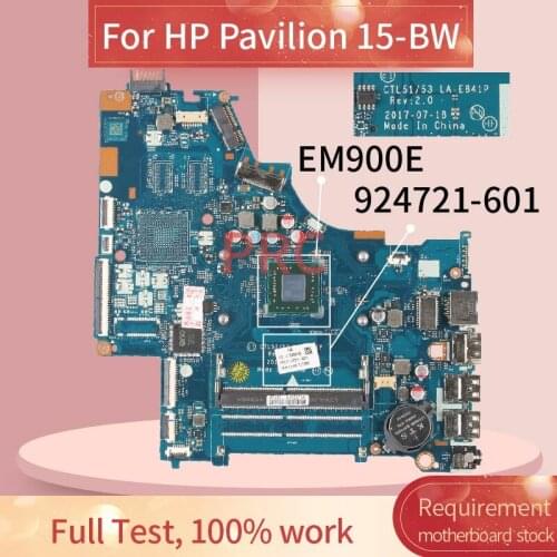 924721-601 924721-501 For HP Pavilion 15-BW EM900E Notebook Mainboard CTL51/53 LA-E841P DDR4 Laptop motherboard