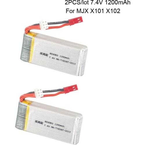 2PCS/lot Battery for MJX X101 7.4v 1200mah 2S or MJX X101 / MJX X102 RC Quadcopter Spare part 2S Lipo battery