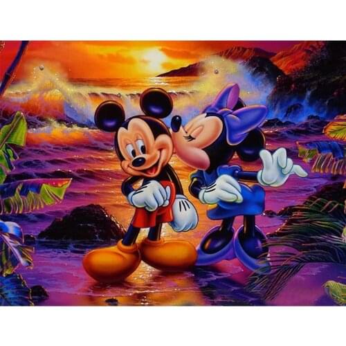 DIY Diamond Painting Cross Stitch Disney Mouse Lovers Full Diamond Square Diamond Embroidery Mosaic Christmas Minnie Mickey Gift