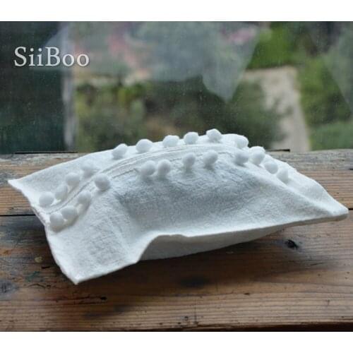 American rural style 17*25cm solid linen material tissue box bag with dot decor caja de pañuelos SP5807