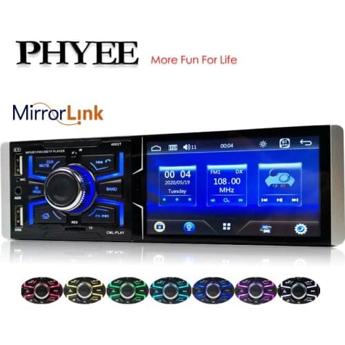 Car Radio 1 Din Mirror Link 4.1" Touch Screen Stereo Receiver Bluetooth Handsfree A2DP USB TF Multimedia Player Head Unit 4062