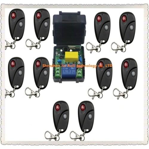 NEW RF Wireless 220V Remote Control Switch teleswitch 1CH Interruptor 10A 1Receiver& 10Transmitter Light Lamp LED SMD A ON B OFF