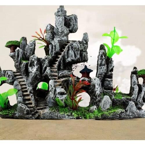 Large ornaments rockery decoration Aquarium Artificial Resin Simulation Rockery Stone fish tank Landscaping Aquarium Accessories