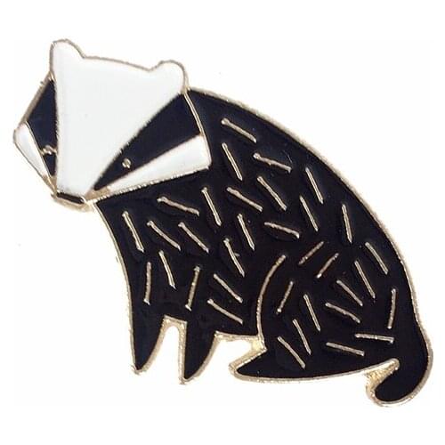 Raccoon Enamel Pin Black lines Animal brooch Denim Jeans shirt bag Animal Jewelry gift for friends